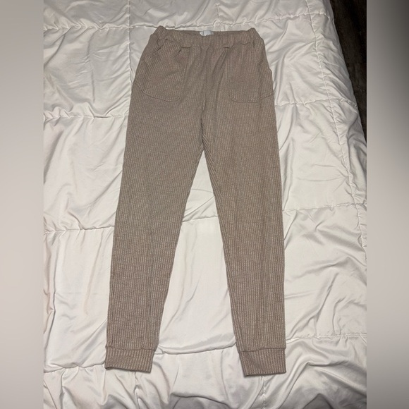 Anthropologie Allfenix Australia Ribbed Joggers Tan Size Medium 27 inch - Picture 2 of 9